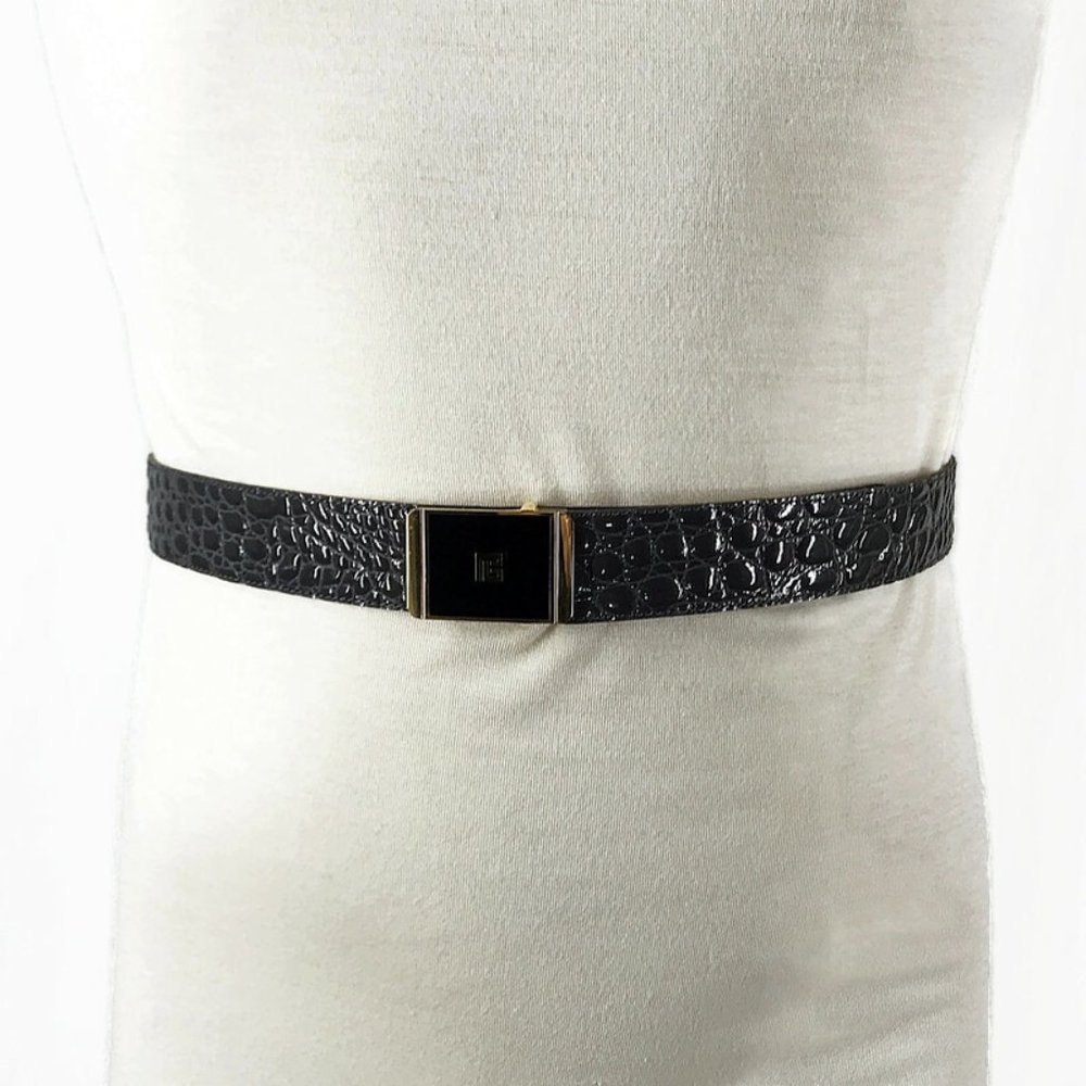 Balmain Belt Grey Crocodile embossed Calf leather